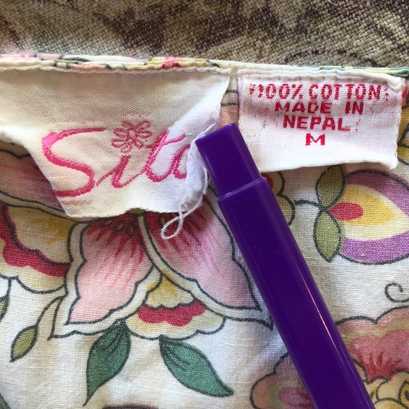 Vintage SUTA Floral Dress PinTuck Nepal BREEZY FUN Cottage Core Ruffle Flounce - Picture 7 of 8